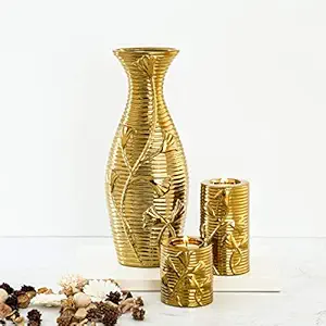 Home Centre Stellar Fantasy Ribbed Vase with T-Light Holder - Set of 3