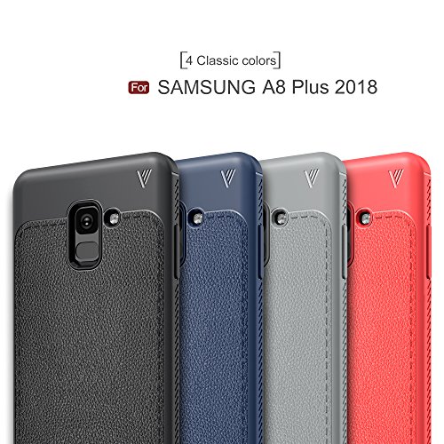Samsung Galaxy A8 Plus 2018 Funda  Carcasa Caso Cubierta de Protecci  n de Litchi Textura TPU Silicona para Samsung Galaxy A8 Plus 2018 6 0  Smartphone  Litchi Negro