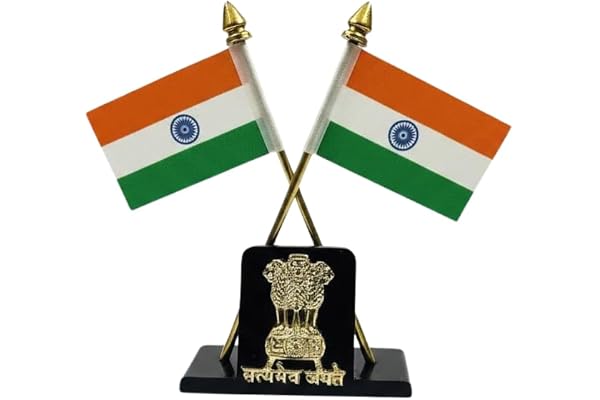 Indian Flag Idol for CAR Dashboard/Cross Style Pair of Indian Flag Size : 12CMX7CM