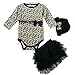 ZOEREA 3 PCS Set Newborn Baby Bowknot Bow Warm Hat Hats+ Leopard Print Romper Outfit Clothes Long Sleeve Bodysuit + Tutu Pleated Lace Skirt Veil Dress Dresses for 0-12M Baby Girls
