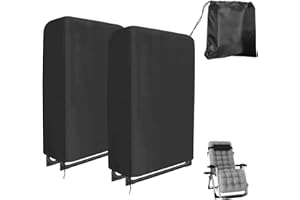 longziming Klappstühle Abdeckung, 2 Stück Gartenstühle Schutzhülle Winddicht Anti-UV Wasserdicht für Liegestuhl Faltstuhl Konferenzstuhl Klappbar Gartenmöbel Abdeckplane, mit Aufbewahrungstasche