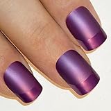 Bling Art False Nails French Manicure Matte Purple Full Cover Medium Tips UK