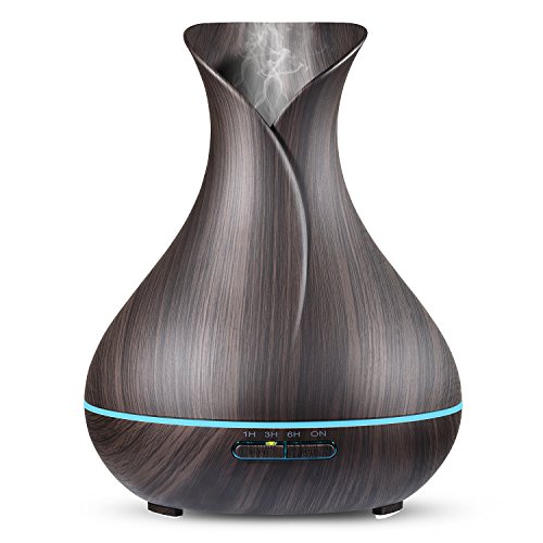 Preisvergleich Produktbild NEXGADGET 400ml Aroma Diffuser Holzmaserung Luftbefeuchter mit Ultraschall Humidifier Duftzerstäuber Humidifier Aromatherapie Diffusor 7 Farben LED Licht Tragbarer für Babies Haus Yoga Büro usw