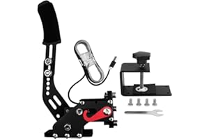 Laroal Freno de mano USB para PC de 64 bits, mejora del freno de mano para juegos de carreras SIM para G25 G27 G29 T500 T300, resorte reforzado/negro + abrazadera