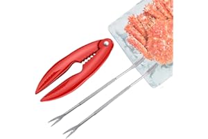 WASSERQUELLE 3 Pcs Red Crab Cracker Crab Claw and Lobster Cracker Sheller Seafood Cracker Nut Lobster Crab Cracker Fork Pick Seafood Tools Set （1pcs Crab Claw Crackers+2pcs Lobster Forks）