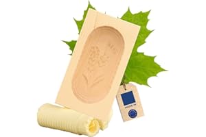 HOFMEISTER HOLZWAREN HOFMEISTER® Stampo per burro, per 125 g di burro, 14 cm, genziana, fatto a mano in Germania, stampo per burro da decorare, forma angolare ad architrave, modello per burro in legno di acero domestico