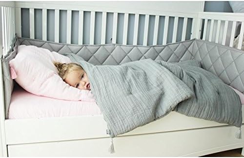 MayLily® Premium | Gorgeous Muslin Baby Duvet / Quilt with Tassels | 120x90 cm | Antiallergic Filling | Pure Polish Cotton | Made in EU | Grey