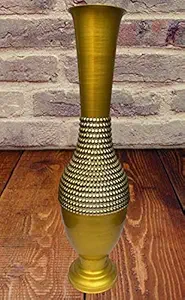 VARDA Zyrah Hand Crafted Lace Cast Iron Floor Vase for Home and Office Decoration (Golden, 26 Inches)