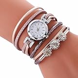 Armbanduhr Damen, LANSKIRT Damen Armband Diamant Kreis Uhr Student Fashion Tisch Armbanduhren (♥ Rose Gold)
