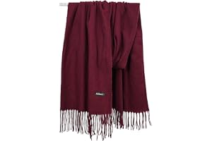 PureBowlic Dam imitation kashmir halsduk mjuk varm vinter sjal wrap, för 10 cm frans elegant enfärgad pashmina, för dagliga a