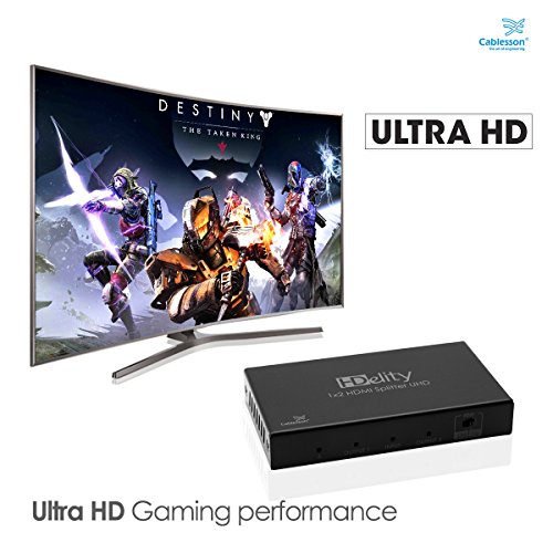Cablesson HDelity 1 x 2 HDMI 2.0 Splitter mit EDID (18G) – Aktiv Verstärker – Ultra HD, UHD, 2160p, HDR. 3D und 4k2k – 8k. For PS3/PS4, XboX One/360, DVD, BluRay, DVD, HDTV, Gaming und Projektor - 4