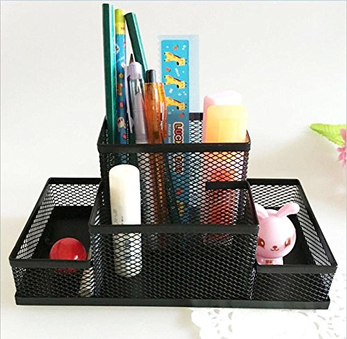 Preisvergleich Produktbild Stiftbehälter Büro Lernzubehör Schreibwarenlagerung Metall Multifunktional Kombination Mode Aufbewahrungskiste Schwarz 10.3 * 20.3 * 9.5 cm / Packung mit 2