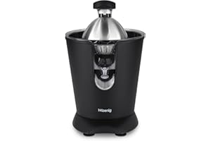 H.Koenig Presse-agrumes électrique professionnel à levier AGR82, inox, 160W puissant, bec anti-gouttes, compatible lave-vaisselle, Noir