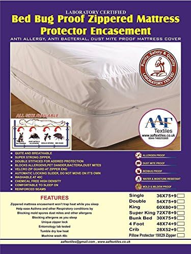 Bunk Bed Bug Saver Mattress Cover Antiallergy mattress protector anti bed bug mattress encasement with zip total enclosure All Uk Sizes,Single,Double,King,Small Double, Bunk,Pillow Protector (Bed Bug Cover, Bunk)