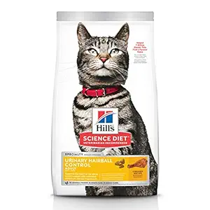 Hill's Science Diet Adult Urinary and Hairball Control Cat Food, Dry Cat Food, Chicken, 1.6 kg