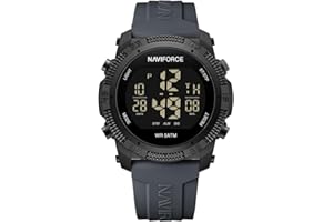 Naviforce Orologio digitale sportivo impermeabile da uomo con cronometro, allarme, cinturino in gomma, orologio da polso per donna