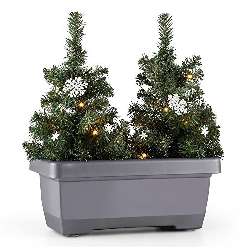 Preisvergleich Produktbild blumfeldt Santaville Schneeflocke balkonkasten Weihnachtsdeko LED Timer grau