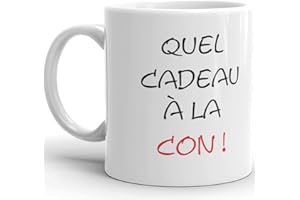 Kalféa Mug Humour Tasse quel cadeau à la con j'vais le revendre tasse céramique Qualité Idée Cadeau Originale drôle Anniversaire Noël Fête amis collegue homme femme famille frere soeur 325ml
