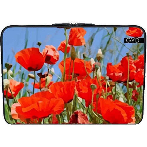 Neopren huelle Laptop 15.6" inch - Aquarell Roten Mohnblumen by EDDA