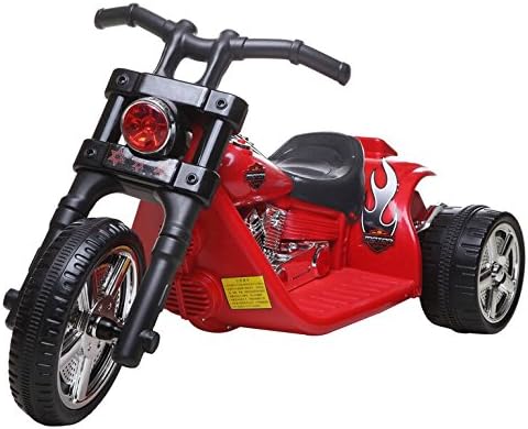 6V Electric Kids Twin Motor Hawk Ride on Chopper Bike-working headlight/Rear Light, Music and Sounds (Red)