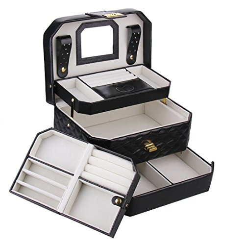 Preisvergleich Produktbild ROWLING Schmuckkasten Schwarz Schatulle Schmuckkästchen Schmuckkoffer JB0223 (schwarz)