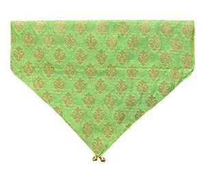 For The Fur Kids Wedding Dog Bandana: Festive Indian Wear (Easy to Use, for All Collar Sizes) (Green)