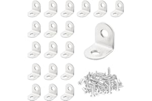 CEEYSEE 20 Pezzi Staffe Angolari 90 Gradi 20 x 20 mm in Acciaio Inossidabile Staffa Angolare in Acciaio Inox con Viti Per Il Fissaggio Di Mobili In Legno, Tavoli, Sedie, Finestre (20mm)