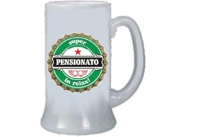 pazza idea Boccale Birra Bicchiere 0,4 L Uomo Scritta Super pensionato in Relax Regalo Pensione