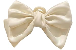 LUVDECO 2 Pezzi Mollettone Capelli Donna Grandi Fermagli Per Capelli Con Fiocco Quattro Colori Antiscivolo Francese Fermagli per Ragazze (Beige)