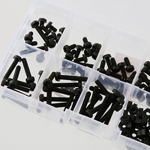 M3 Nylon Schraubenmutter Scheibe Sortiment Satz Sechskantschrauben Pattsituation Box – Schwarz, 160pcs - 2
