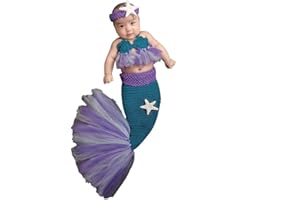 URFEDA Neugeborenes Baby Fotografie Requisiten Baby handgemachte Häkelarbeit Stricken Meerjungfrau Outfits Foto Kostüm Prop Outfit baby fotoshooting kostüm für 0-6 Monate Neugeborene Jungen Mädchen