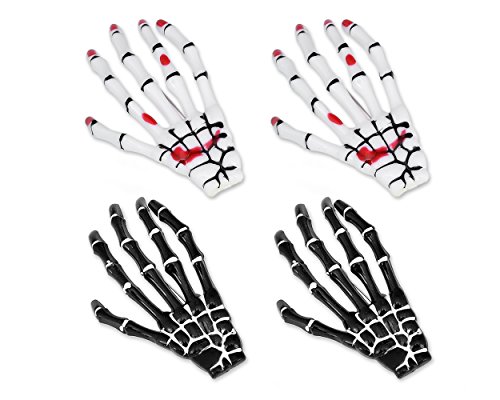 DSstyles Capelli Clip 2 paia Ossa delle mani Clip di capelli di Halloween Skeleton Accessori per le ragazze - Bianco e nero