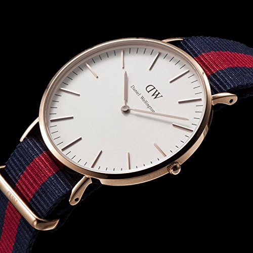 Daniel-Wellington-Herren-Armbanduhr-Analog-Quarz-One-Size-wei-blaurot
