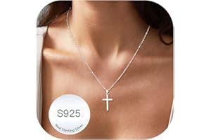 Avotto Kreuz Kette Damen Silberkette 925 Cross Necklace Women, Silber Kreuz Kette Damen Halskette Kreuz Ketten Silber Jewellry Gifts