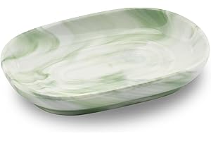 YoHyien Ceramic Soap Dish, Anti-Slip Marble Soap Dish for Bathroom, Soap Tray Dish, Soap Holder for Shower, Kitchen, and Sink, Keep Soap Dry & Easy Cleaning (Green)