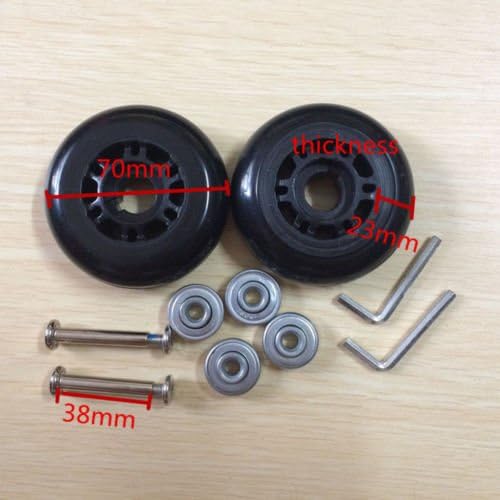 LUO Black Replacement Luggage/Inline OUTDOOR Skate Wheels With ABEC 608zz Bearings