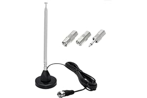 TQPXZO Antena Dab FM Radio de Telescópica, Interiores con Base Magnética Cable Extensión 3 M, para 75 Ohm Dab Dab + Radio FM Estéreo para el hogar AV Audio Video Receptor de Cine en Casa