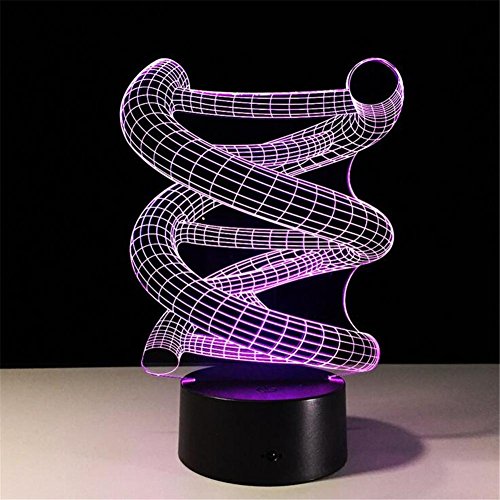 3D Optical Illusion Lamp Desk Lamp Table Light Creative Night Light Kids Room Bedroom Visualization Glow 7 Color Change USB Touch Button Intelligent Remote Control Bedside Atmosphere Sculpture Lamp (DNA)