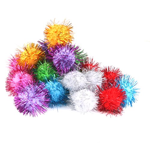 3.5cm Glitzy Tinsel Pompoms Bälle mit Catnip Katzenspielzeug Spritz - 5