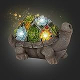 HIAME Gartenfiguren für Außen, Gartendeko Schildkröte Solar Leuchte, Schildkröte Gartenfigur, Solarbetriebenen Lampen Dekorat