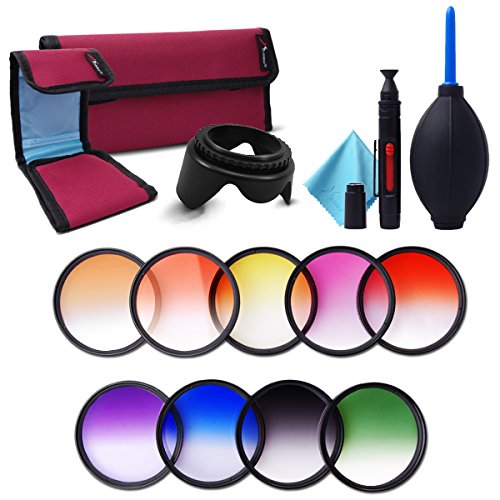 XCSOURCE   52mm Kit de Filtres Couleur Graduelle Orange Bleu Gris Rouge Vert Violet Rose Jaune Marron Pour Nikon D3200 D3100 D5200 D7100 D3S D3X D5200 D7100 D7000 18-55mm LF496
