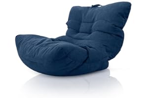 Aiire Relaxo Sitzsack XXL für Kuschelecke - Bean Bag Design mit Füllung - Riesen Sitzsäcke Erwachsene, Sitz Sack Flauschig - Bodenkissen Grob, Bodenstuhl, Bodensessel Blau