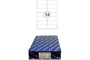 ZEGA-LABELS 7.000 Etiketten 105 x 42,3 mm selbstklebend auf DIN A4 Bögen (2x7 Etiketten) - 500 Blatt Bigpack - Universell für Laser/Inkjet/Kopierer einsetzbar - 105x42mm 14-teilig