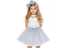 OQKAHIV 1 Stücke Tütü Minirock, Tüllrock Kinder Mädchen Röcke Tutu, Prinzessin Tüllrock, Tanz Tutus, Tüllrock Kinder Mädchen Tutu Röcke, 3 Schichten Tüll Paillette Ballett Tanz Rock (grau)