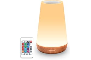 HOOMOOZ Lampe de Chevet Veilleuse LED Tactile avec 13 Couleurs RGB, Lampe de Nuit avec 3 Modes d'Éclairage, Veilleuse Allaitement Rechargeable Lampe d'ambiance avec Télécommande pour Chambre Camping