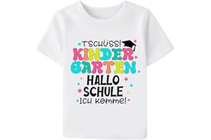WOOD MEETS COLOR Tschüss Kindergarten Hallo Schule Ich komme Kinder Einschulung T-Shirts, Kindergarten Abschluss T-Shirts, 1.Klasse - 4.Klasse