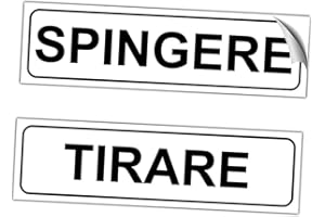 EVM "SPINGERE + TIRARE" Eticchetta Segnaletica Targhetta in PVC Morbido Adesivo impermeabile Porte Locali Ufficcio 21x6cm 2pz