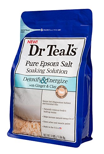 Dr Teal's Pure Epsom Salt Soaking Solution to Detoxify and Energize with Ginger and Clay, 1.36 kg