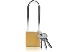 Lamondre Heavy Duty Long Shackle Padlock with Keys - Outdoor High Security Key Padlock for Shed, Warehouse, Garage, Garden, Gate - 38mm