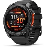 Garmin fenix 8 51mm, AMOLED Slate Grey, Black Silicone Strap, Smart Watch